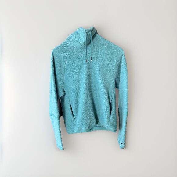 Nike Womens Pullover Funnel Neck Sweatshirt Blue Fleece Well Pockets XS - Picture 1 of 6